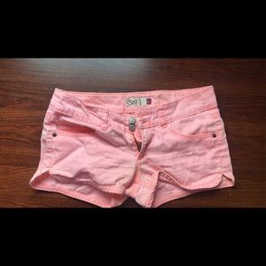 Pink denim shorts